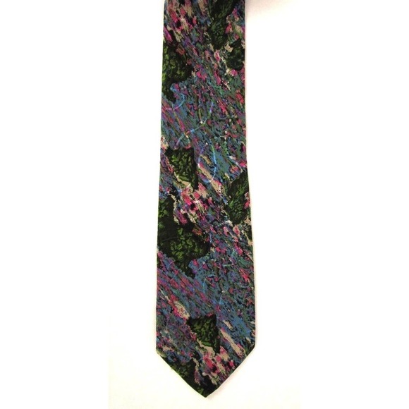 $245 A. Taghi Silk Designer Mens Tie Italy Abstract Teal Pink Artistic Pink - Picture 7 of 9
